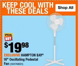 Home Depot Hampton bay 16 oscillating pedestal fan offer