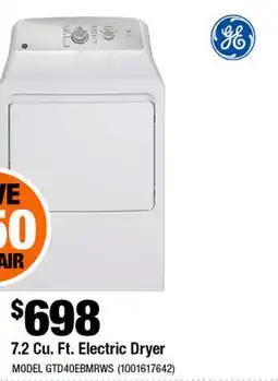 Home Depot 7.2 Cu. Ft. Electric Dryer offer