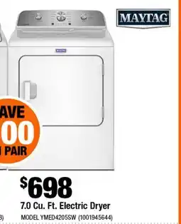Home Depot 7.0 Cu. Ft. Electric Dryer offer
