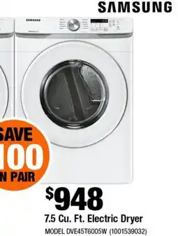 Home Depot 7.5 Cu. Ft. Electric Dryer offer