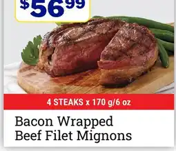 M & M Food Market Bacon Wrapped Beef Filet Mignons offer