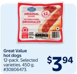 Walmart Great Value hot dogs offer