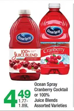 Highland Farms Ocean Spray Cranberry Cocktail or 100% Juice Blends offer