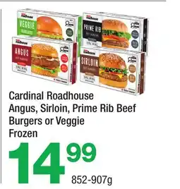 Highland Farms Cardinal Roadhouse Angus, Sirloin, Prime Rib Beef Burgers or Veggie offer