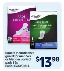 Walmart Equate incontinence guard offer