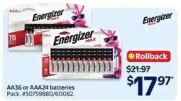 Walmart ENERGIZER MAX BATTERIES offer