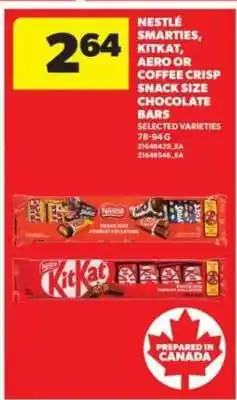 Real Canadian Superstore Nestlé Smarties, KitKat, Aero or Coffee Crisp Snack Size Chocolate Bars offer