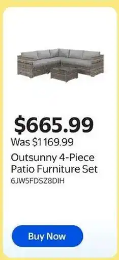 Walmart Outsunny 4-Piece Patio Furniture Set offer