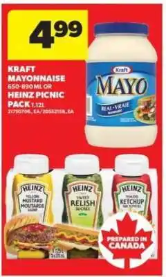 Real Canadian Superstore Kraft Mayonnaise or Heinz Picnic Pack offer