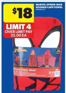 Real Canadian Superstore Marvel Spider-Man Hooded Cape Towel offer