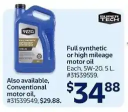 Walmart Super Tech Full Synthetic or High Mileage Motor Oil offer