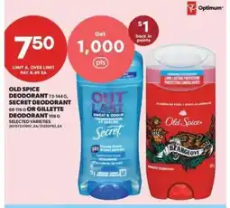 Real Canadian Superstore Old Spice, Secret, or Gillette Deodorant offer