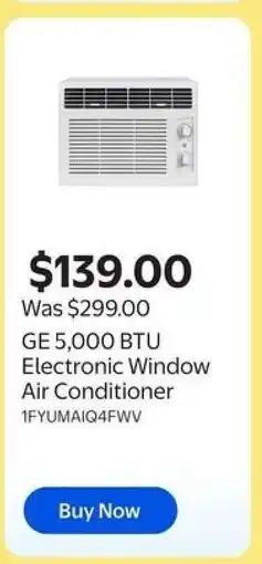 Walmart GE 5,000 BTU Electronic Window Air Conditioner offer