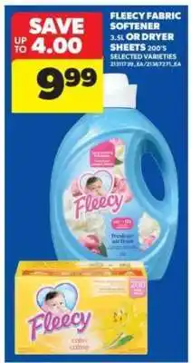 Real Canadian Superstore Fleecy Fabric Softener or Dryer Sheets offer