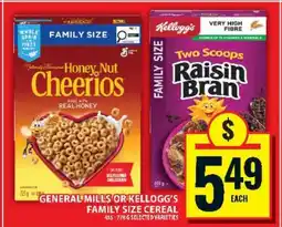 Food Basics GENERAL MILLS OR KELLOGG’S FAMILY SIZE CEREAL offer
