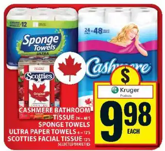 Food Basics Cashmere Bathroom Tissue, Sponge Towels, Scotties Facial Tissue offer