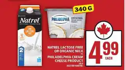 Food Basics Natrel Lactose Free or Organic Milk / Philadelphia Cream Cheese offer