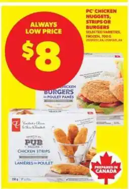 Real Canadian Superstore PC Chicken Nuggets, Strips or Burgers offer