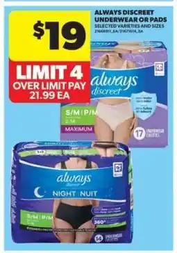 Real Canadian Superstore Always Discreet Underwear or Pads offer