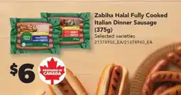 Real Canadian Superstore Zabiha Halal Fully Cooked Italian Dinner Sausage (375g) offer