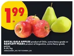 No Frills ROYAL GALA APPLES or BARTLETT PEARS offer