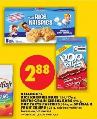 Kellogg's Rice Krispies Bars, Nutri-Grain Cereal Bars, Pop Tarts Pastries, Special K Fruit Crisps