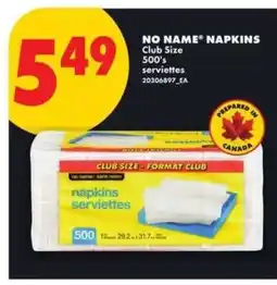 No Frills NO NAME NAPKINS offer