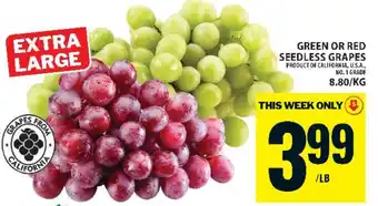 Food Basics GREEN or RED SEEDLESS GRAPES offer