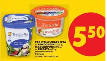 Tre Stelle Cubes Feta or Bocconcini, Mascarpone or Ricotta