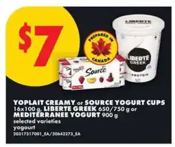 No Frills Yoplait Creamy or Source Yogurt Cups offer