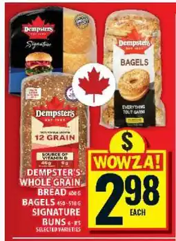 Food Basics Dempster's Whole Grain Bread, Bagels, Signature Buns offer
