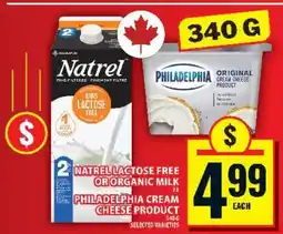 Food Basics Natrel Lactose Free or Organic Milk / Philadelphia Cream Cheese Product offer