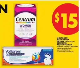 No Frills Voltaren Pain Relief Cream or Centrum Multivitamin offer