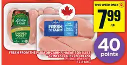 Food Basics Fresh from the Farm or Zabiha Halal Boneless Skinless Chicken Breast offer
