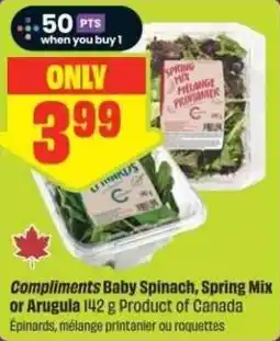 Chalo FreshCo Compliments Baby Spinach, Spring Mix or Arugula offer