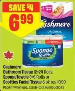 Chalo FreshCo Cashmere Bathroom Tissue, Sponge Towels or Scotties Facial Tissue offer