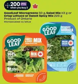Chalo FreshCo GoodLeaf Microgreens, Salad Mix or Crisp Lettuce or Sweet Spicy Mix offer