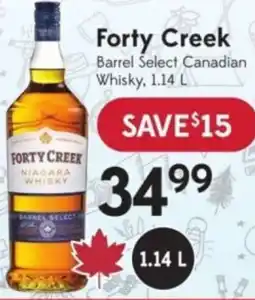 Sobeys Liquor Forty Creek Barrel Select Canadian Whisky offer