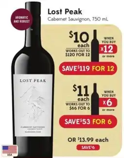 Sobeys Liquor Lost Peak Cabernet Sauvignon offer