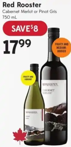 Sobeys Liquor Red Rooster Cabernet Merlot or Pinot Gris offer