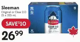 Sobeys Liquor Sleeman Original or Clear 2.0 offer