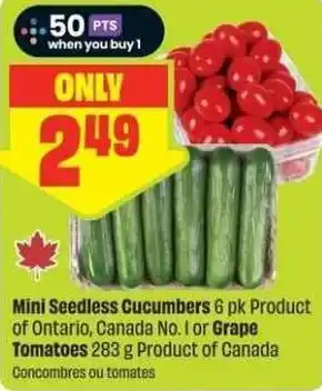 FreshCo Mini Seedless Cucumbers or Grape Tomatoes offer