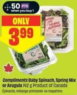 FreshCo Compliments Baby Spinach, Spring Mix or Arugula offer
