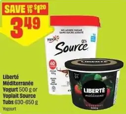 FreshCo Liberté Méditerranée Yogurt or Yoplait Source Tubs offer