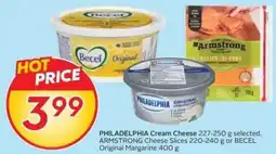 Sobeys PHILADELPHIA Cream Cheese , ARMSTRONG Cheese Slices or BECEL Original Margarine offer