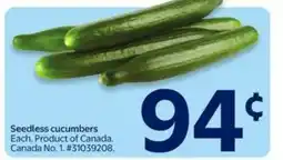 Walmart Seedless cucumbers offer