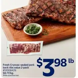 Walmart Fresh Cryovac-sealed pork back ribs value offer