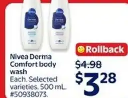Walmart Nivea Derma Comfort body wash offer