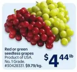 Walmart Red or green seedless grapes offer