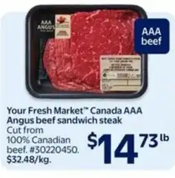 Walmart Your Fresh Market™ Canada AAA Angus beef sandwich steak offer